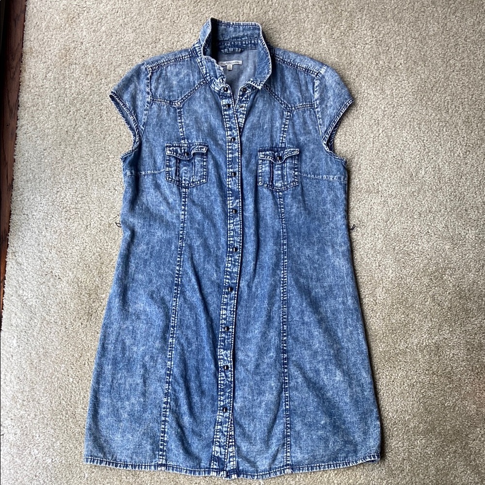 🪷Charlotte Russe Blue Cap Sleeve Shirt Dress Medium